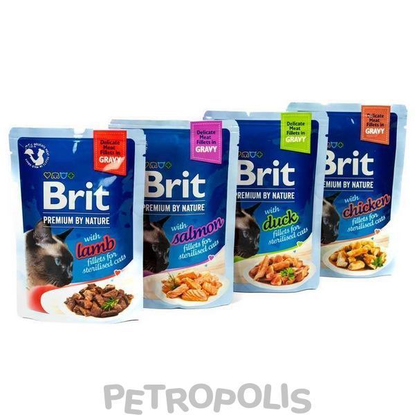 Brit Premium Delicate Fillets - набір вологого корму для стерилізованих дорослих котів філе в соусі 3+1 VAFO_1733 фото