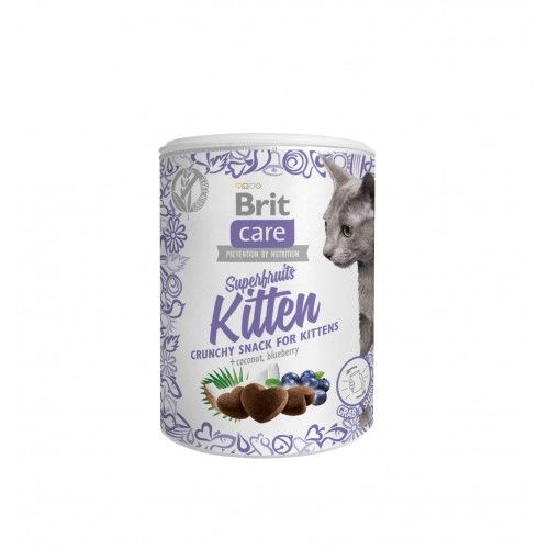 Ласощі Brit Care Cat Snack Superfruits Kitten для кошенят від 6 тижнів з куркою кокосом та чорницею 100 г 111268 фото