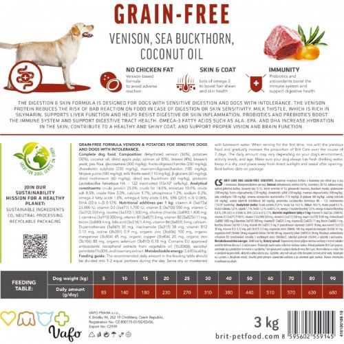 Корм сухий Brit Care Dog Grain-free Sensitive для собак з чутливим травленням беззерновий з олениною 12 кг 172210 фото