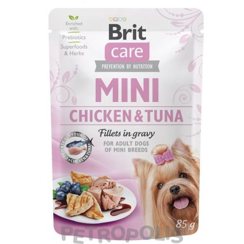 Корм вологий Brit Care Mini для дорослих собак мініатюрних порід філе з куркою та тунцем в соусі 85 г 100912/100217/4425 фото