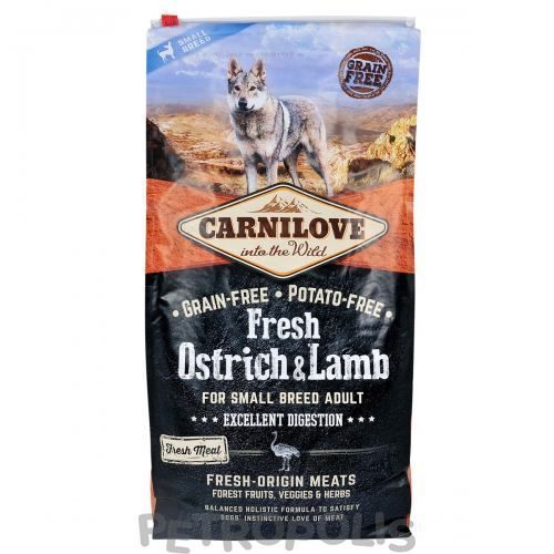 Сухий корм Carnilove Fresh Ostrich & Lamb для дорослих собак дрібних порід, ягня та страус 6кг 170870/7496 фото