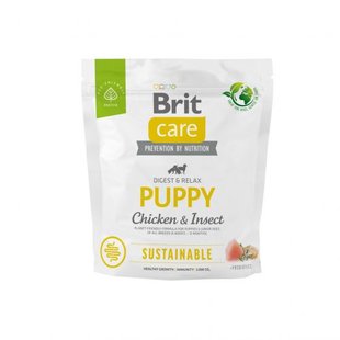 Корм сухий Brit Care Dog Sustainable Puppy для цуценят з куркою та комахами 1 кг 172169 фото