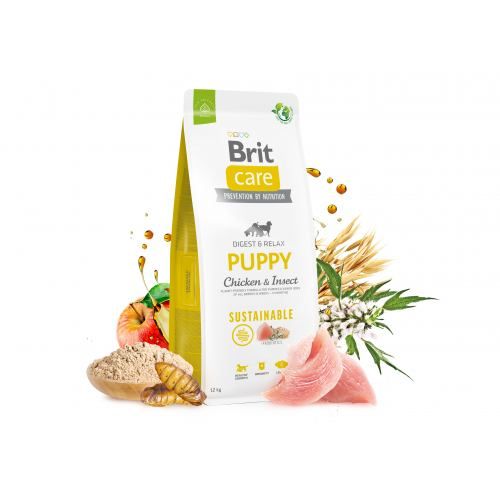 Корм сухий Brit Care Dog Sustainable Puppy для цуценят з куркою та комахами 1 кг 172169 фото