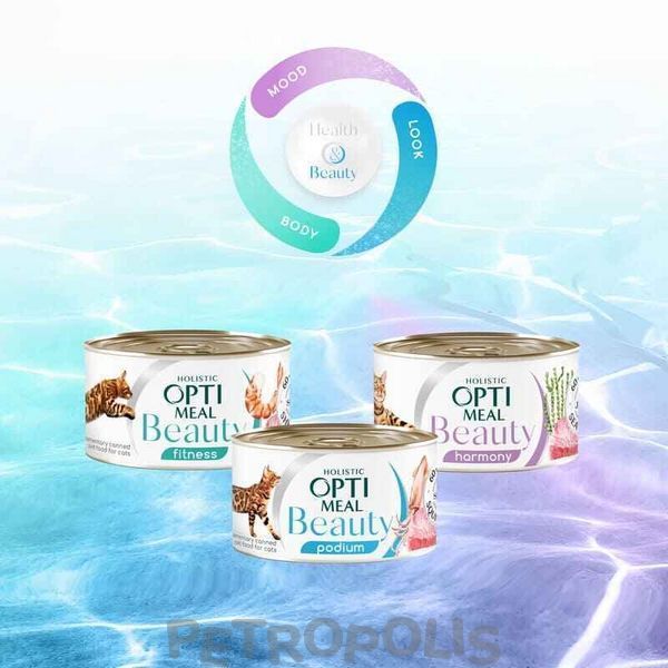 OptiMeal Beauty Podium Adult Cat - вологий корм для дорослих котів з морепродуктами (шматочки у желе) 70г B2782202 фото