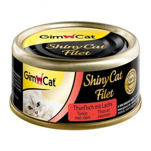 Вологий корм GimCat Shiny Cat Filet для котів, тунець та лосось, 70 г 1111160191 фото