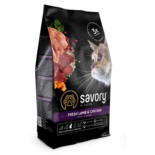 Корм сухий Savory Adult Cat Steril Fresh Lamb and Chicken для стерилізованих котів з ягнятиною та куркою 400 г 30105 фото