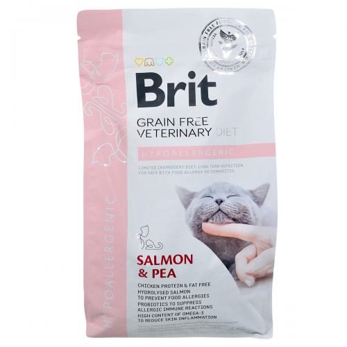 Сухий корм Brit GF VetDiet Cat Hypoallergenic для котів, з харчовою алергією та непереносимістю, з лососем та горохом, 2 кг 1111152749 фото