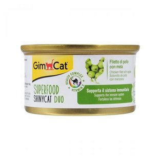 Вологий корм GimCat Shiny Cat Superfood для котів, курка та яблуко, 70 г 1111146614 фото