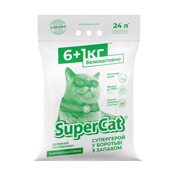 Наповнювач SuperCat з ароматизатором, 6+1кг (зелений) 3552 фото