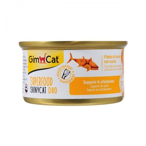 Вологий корм GimCat Shiny Cat Superfood для котів, тунець та гарбуз, 70 г 1111153707 фото