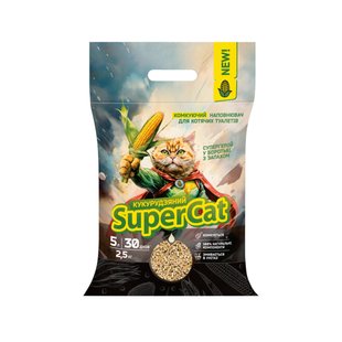 Кукурудзяний наповнювач SuperCat комкуючий для котячих туалетів, 2,5 кг 3539 фото