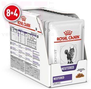Royal Canin Neutered Balance Pouches - дієтичний вологий корм для стерилізованих котів, схильних до набору ваги (шматочки у соусі) 85г 40880019 фото