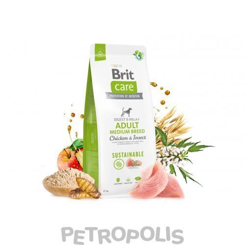 Brit Care Dog Sustainable Adult Medium Breed - сухий корм для дорослих собак середніх порід з куркою та комахами 3 кг 172176 фото