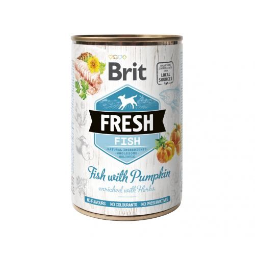 Консервований корм Brit Fresh Fish/Pumpkin для собак, з рибою та гарбузом, 400 г 1111153756 фото