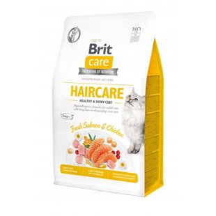 Корм сухий Brit Care Cat Grain Free Haircare Healthy and Shiny Coat для котів догляд за шкірою і шерстю лосось та курка 400 г 171307/0891 фото