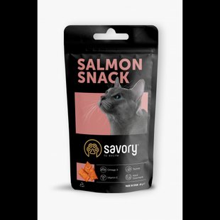 Хрумкі ласощі Savory Cats Snacks Pillows Gourmand with Salmon для дорослих вибагливих котів подушечки з лососем 60 г 31454 фото