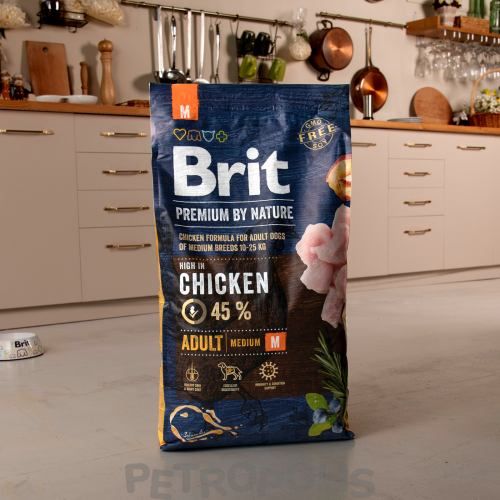 Корм сухий Brit Premium Dog Adult M для дорослих собак середніх порід вагою 10-25 кг з куркою 8 кг 170817/6369 фото