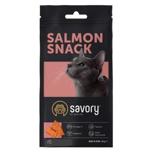 Хрумкі ласощі Savory Cats Snacks Pillows Gourmand with Salmon для дорослих вибагливих котів подушечки з лососем 60 г 31454 фото