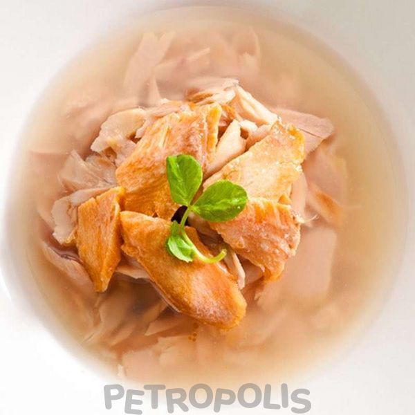 Cherie Signature Flaked Yellowfin mix Skipjack Tuna with Wild Salmon Entrеes - вологий корм для дорослих котів з ніжними шматочками жовтоперого та смугастого тунця з диким лососем в соусі 80г CHS14302 фото