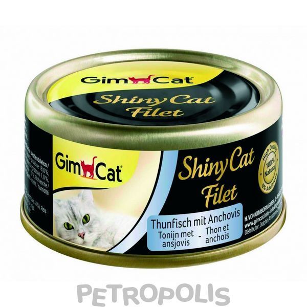 GimCat Shiny Cat Filet - влажный корм для взрослых кошек с тунцом и анчоусом 70 г G-412924 / 413761 фото