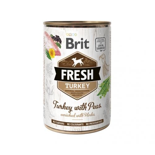 Консервований корм Brit Fresh Turkey/Peas для собак, з індичкою та горошком, 400 г 1111153751 фото