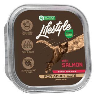 Nature's Protection Lifestyle Long Hair with Salmon - вологий корм для дорослих довгошерстих котів з лососем 85 г KIKLS45718 фото