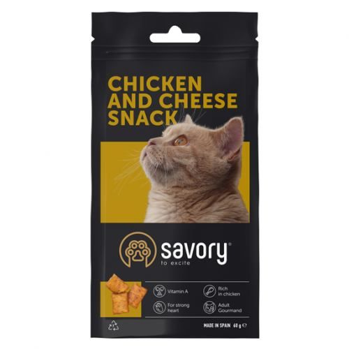 Хрумкі ласощі Savory Cats Snacks Pillows Gourmand with Chicken and Cheese для дорослих вибагливих котів подушечки з куркою та сиром 60 г 31461 фото