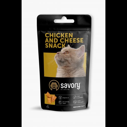 Хрумкі ласощі Savory Cats Snacks Pillows Gourmand with Chicken and Cheese для дорослих вибагливих котів подушечки з куркою та сиром 60 г 31461 фото