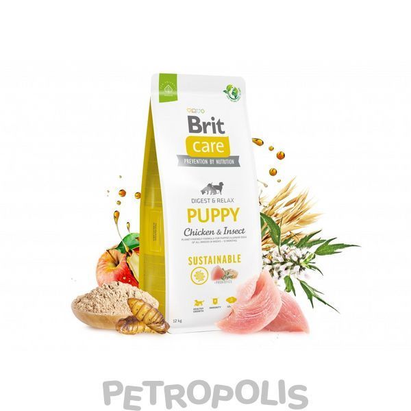 Brit Care Dog Sustainable Puppy - сухой корм для щенков с курицей и насекомыми 12 кг 172171 фото