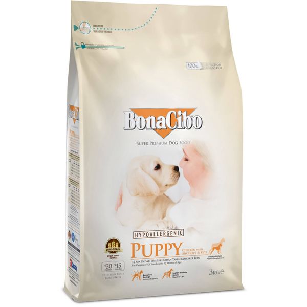 BonaCibo Puppy Chicken&Rice with Anchovy 3 kg BC406106 фото