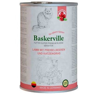 Baskerville KF Sensitive Lamm Mit Preiselbeeren. Ягня з журавлиною та котячою м'ятою, 400g 21555 фото