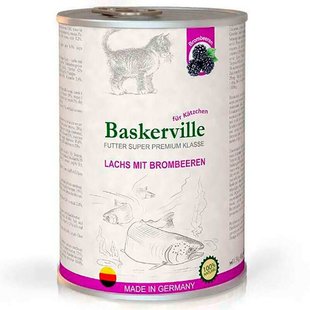 Baskerville KF Super Premium Lachs Mit Brombeeren. Лосось з ожиною для кошенят, 400g 21519 фото