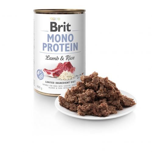 Корм вологий Brit Mono Protein Lamb and Rice для собак з ягнятиною та рисом 400 г 100833/100053/9728 фото