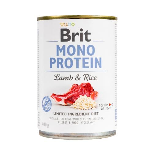 Корм вологий Brit Mono Protein Lamb and Rice для собак з ягнятиною та рисом 400 г 100833/100053/9728 фото