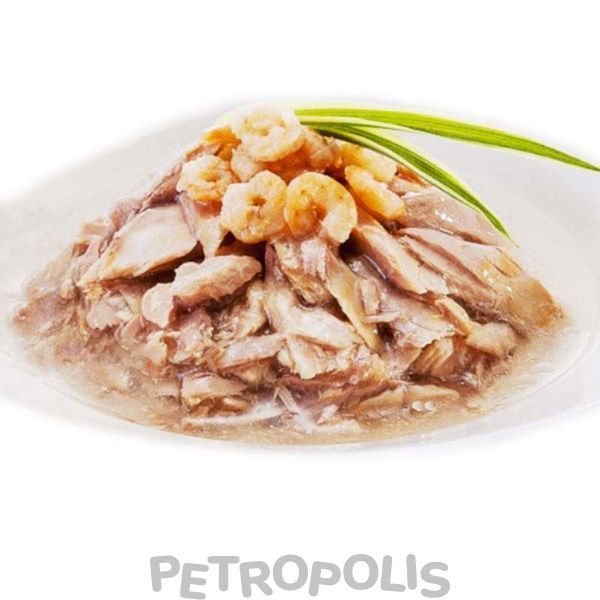 Cherie Hairball Control Tuna topping Shrimp - вологий корм для дорослих котів контроль утворення грудочок шерсті зі шматочками тунця та креветок в соусі 80г CHT17005 фото