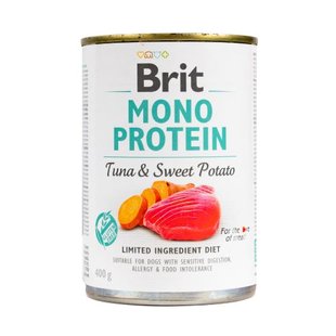 Корм вологий Brit Mono Protein Turkey and Sweet Potato для собак з тунцем та бататом 400 г 100836/100055/9742 фото