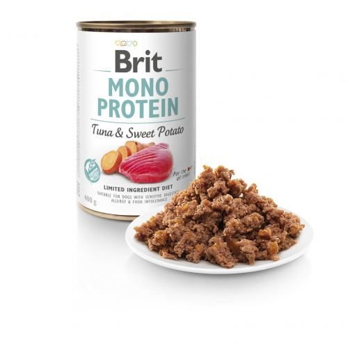 Корм вологий Brit Mono Protein Turkey and Sweet Potato для собак з тунцем та бататом 400 г 100836/100055/9742 фото