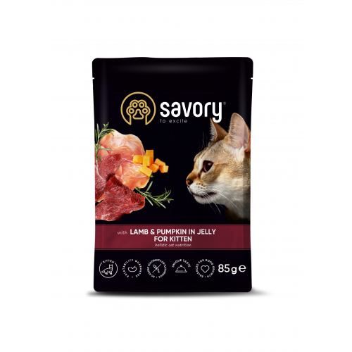 Корм вологий Savory Kitten Pouch Lamb and Pumpkin in Jelly для кошенят з ягням та гарбузом у желе 85 г 20086 фото