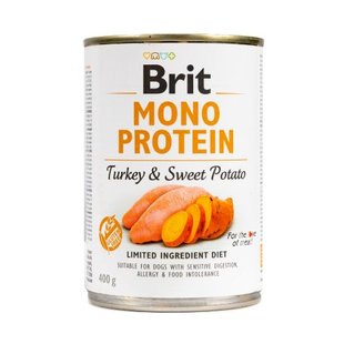 Корм вологий Brit Mono Protein Turkey and Sweet Potato для собак з індичкою та бататом 400 г 100837/100056/9759 фото