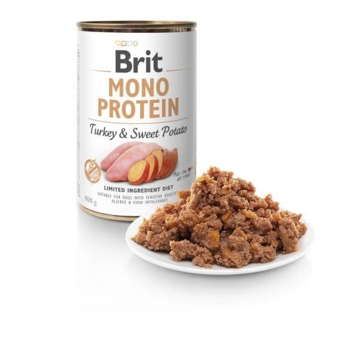 Корм вологий Brit Mono Protein Turkey and Sweet Potato для собак з індичкою та бататом 400 г 100837/100056/9759 фото