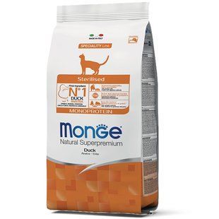Monge Cat Adult Adult Sterilised Duck - сухой корм для взрослых кошек после процедуры кастрации или стерилизации с уткой 10кг 70056182 фото