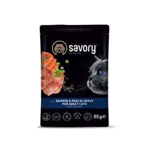 Корм вологий Savory Adult Cat Pouch Salmon and Peas in Gravy для дорослих котів з лососем та горошком у соусі 85 г 20116 фото