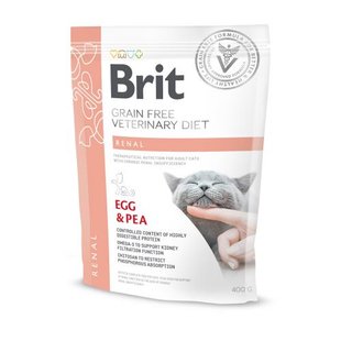 Сухий корм Brit GF VetDiet Cat Renal для котів, при захворюваннях нирок, з яйцем та горохом, 400 г 1111152748 фото