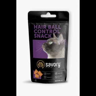 Хрумкі ласощі Savory Cats Snacks Pillows Hair Ball Control для дорослих котів подушечки для виведення шерсті 60 г 31485 фото