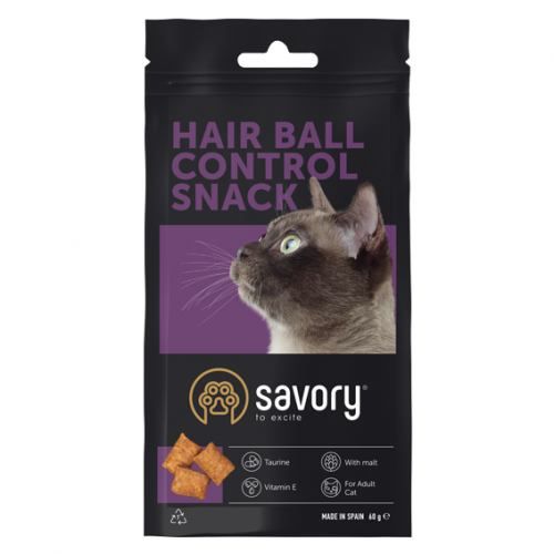 Хрумкі ласощі Savory Cats Snacks Pillows Hair Ball Control для дорослих котів подушечки для виведення шерсті 60 г 31485 фото