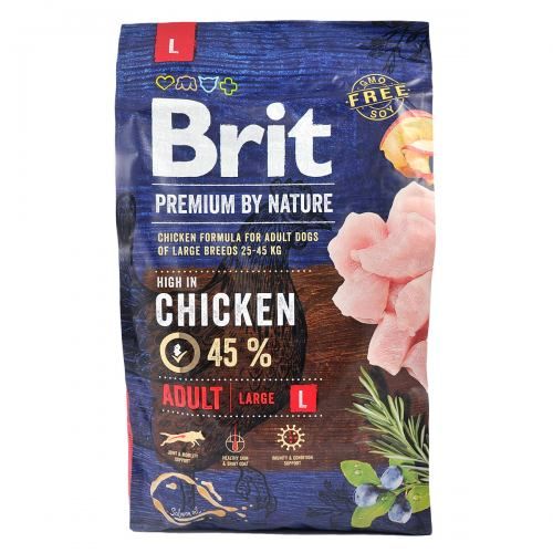 Корм сухий Brit Premium Dog Adult L для дорослих собак великих порід вагою 25-45 кг з куркою 3 кг 170825/6444 фото