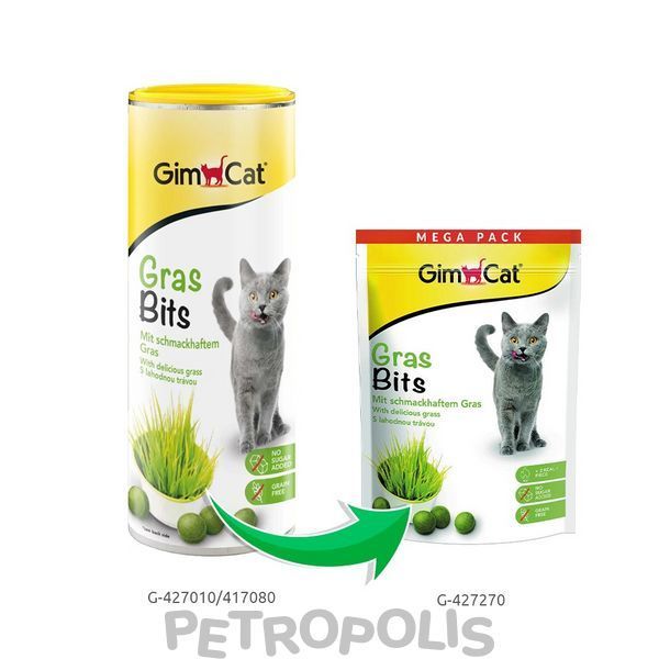 Витамизированные таблетки для кошек GimCat Gras Bits травяные шарики, пауч, 425 г G-427270 фото