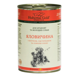 Консервований корм для цуценят Hubertus Gold. Яловичина з яблуком та пастернаком (400г) 669427/21445 фото