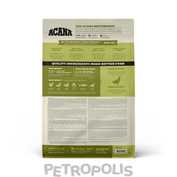Acana Grasslands cat - беззерновий сухий корм для котів різного віку на основі свіжого курячого м'яса, качки та індички 1,8кг a64218 фото
